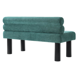 English Elm Upholstered Dining and Entryway Bench with Rubberwood Legs Padded Seat 300 Lb Capacity Black,Green N779P371712G