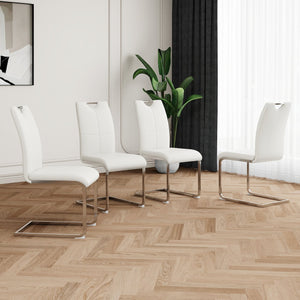English Elm Modern Faux Leather Dining Side Chairs with Chrome Legs Ergonomic Set of 2 W210127287