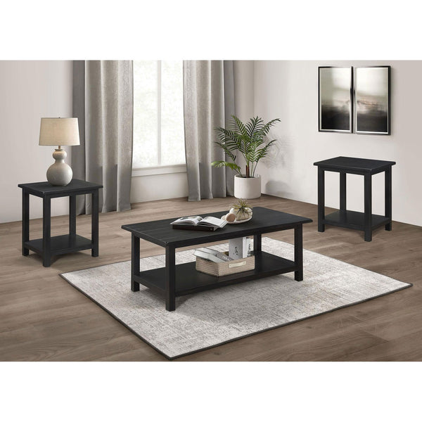 English Elm Castleton Java Finish 3 Piece Living Room Table Set with Open Shelves and Storage B062S01645