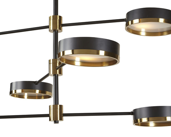 Sunpan Oralee Chandelier - Modern Black & Brass Fixture with Adjustable Arms for Stylish Home Decor