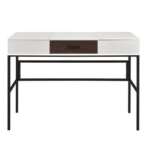 English Elm Natural Writing Desk with USB Port and Single Drawer, 42" Wide Rustic Black-Natural Office Haven B062P209216