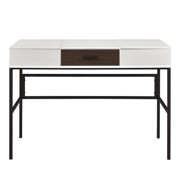 English Elm Natural Writing Desk with USB Port and Single Drawer, 42" Wide Rustic Black-Natural Office Haven B062P209216