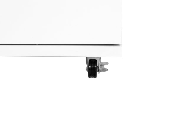 English Elm White Five Drawer Rolling Storage Cabinet with Sleek Cutout Handles for Any Room B372P407630