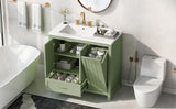 English Elm 36" Bathroom Vanity With Sink, One Cabinet With Two Doors and One Big Drawer and One Flip Drawer, Solid Wood and Mdf Board, Green