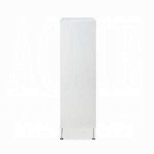 English Elm White 5-Drawer Chest For Modern Storage | Crisp Finish, Polished Chrome Legs & Effortless Access B062P209028-GIGA