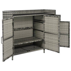 English Elm K&k Outdoor Wicker Bar Cabinet with Tempered Glass Top Adjustable Shelving and Drawer Grey N707P233745G