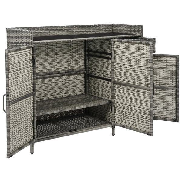 English Elm K&k Outdoor Wicker Bar Cabinet with Tempered Glass Top Adjustable Shelving and Drawer Grey N707P233745G