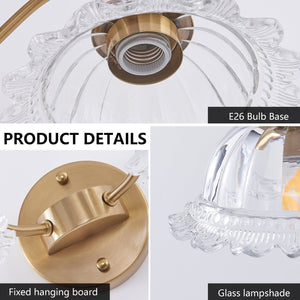 English Elm 20 Inch 2-Light Vintage Bathroom Wall Sconce with Iron and Glass Shades – Elegant Vanity Lighting for Mirror and Hallway Gold W2312P374843
