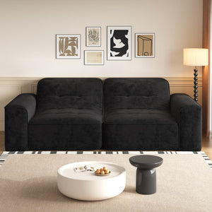 English Elm 83.6" Modern Modular Sectional Sofa with Tufted Sparkling Chenille, Deep Seat Comfort for Living Room Black W3219P365497