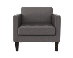 Sunpan Karmelo Armchair - Timeless Italian Design in Luxurious Aniline Leather with Solid Beech Wood Legs Vintage Charcoal Leather