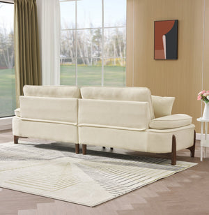 English Elm 103 Luxurious Cloud Velvet Sofa with High-Elastic Sponge Cushion, Deep-Seated Comfort for Living Spaces Beige W2290S00008