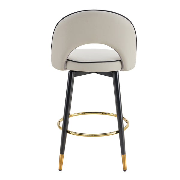 English Elm 360 Swivel Pu Leather Barstools Set of Two with Matte Black Legs for Kitchen or Bar W1151P265583