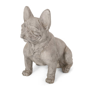 English Elm Christopher Knight Home® - DOG French Bulldog Garden Sculpture Cast Stone Outdoor Accent with Antique Wash, Durable Charm Rustic White 70293.00RUSWHTGRN