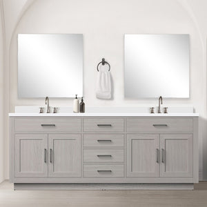 English Elm White Oak Double Bath Vanity Set With Cultured Marble Top, Mirrors & Faucets - Stylish & Durable! B2731S01819-GIGA