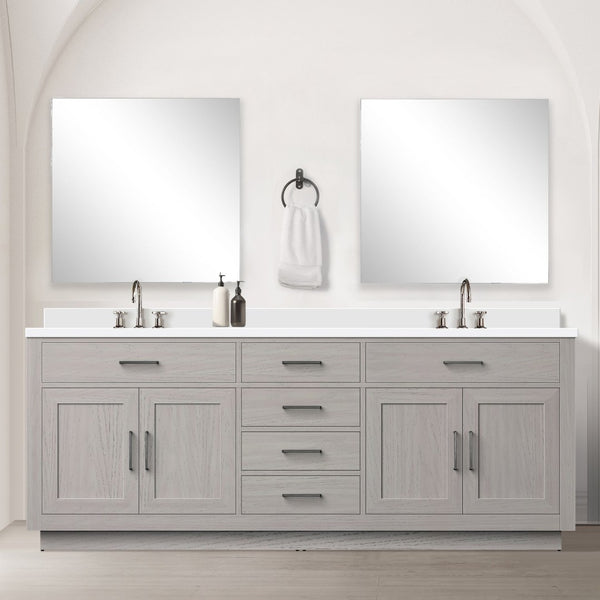 English Elm White Oak Double Bath Vanity Set With Cultured Marble Top, Mirrors & Faucets - Stylish & Durable! B2731S01819-GIGA