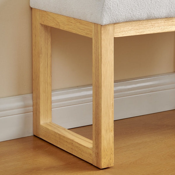 English Elm Shoe-changing Bench Solid Wood Frame Loop Yarn Cushion Compact Entryway Seat Beige W487P384368