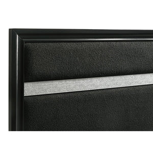 English Elm Annie Glam Full Panel Bed with Padded Black Upholstery and Glitter Accent Trim B062S01600