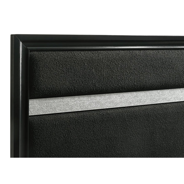 English Elm Annie Glam Full Panel Bed with Padded Black Upholstery and Glitter Accent Trim B062S01600