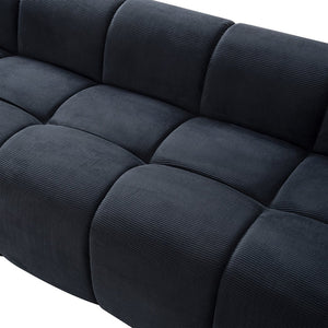 English Elm 98.4" Corduroy Cloud Puff Sofa Vacuum Packed 4-seater Living Room Couch with Pillows Black W5515P477282