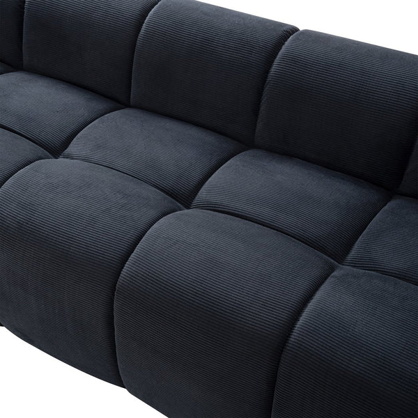 English Elm 98.4" Corduroy Cloud Puff Sofa Vacuum Packed 4-seater Living Room Couch with Pillows Black W5515P477282
