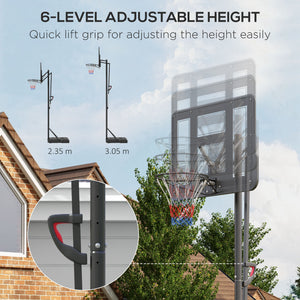 English Elm Soozier Adjustable Portable Basketball Goal with Shatterproof Backboard and Wheeled Base W2225P200903