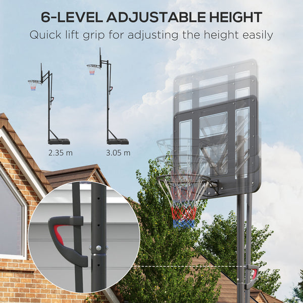 English Elm Soozier Adjustable Portable Basketball Goal with Shatterproof Backboard and Wheeled Base W2225P200903