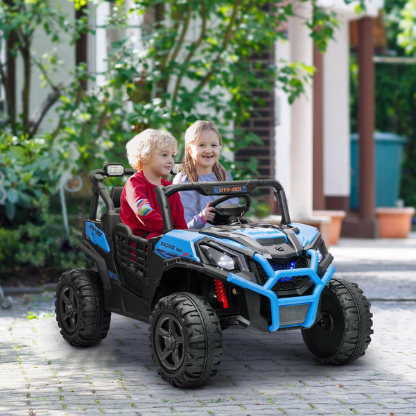 English Elm Qaba 24v Two Seat Kids Ride on Car with Dual Motors Spring Suspension Remote Blue W2225P249873