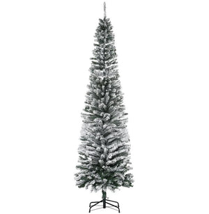 English Elm Downswept Slim Artificial Christmas Tree Snow Flocked with 250 Dual Mode Led Lights T3971P413010