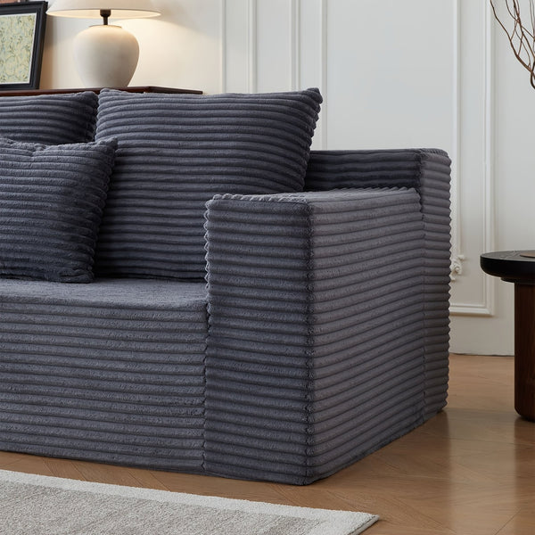 English Elm Sofa Modular Cloud Sectional Overstuffed Corduroy Lounging Comfort for Modern Living Rooms Gray W848P309955