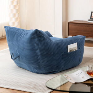 English Elm Bean Bag Chair with Armrests Shredded Foam Fill Oversized Lounge Seat for Adults Blue W5385P433246