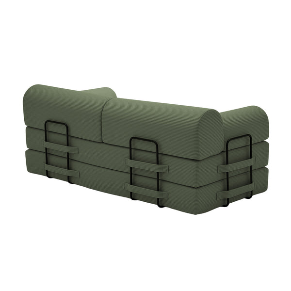 English Elm Convertible Corduroy Floor Sofa Folds Flat as Sleeper Daybed for Studio Living Grayish Green W5532P438818