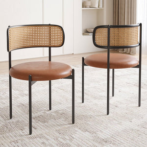 English Elm Adjustable Swivel Barstools Set of 2 Pu Leather Industrial Mid-century Kitchen Island Seating Brown T3623P433774