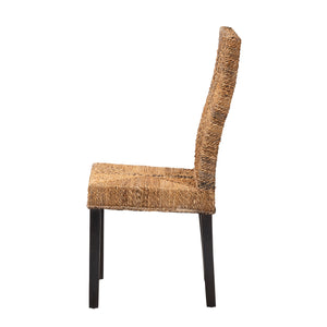 English Elm Modern Seagrass Woven Acacia Wood Dining Chair Set Bohemian Organic Style B2750P467655