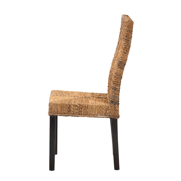 English Elm Modern Seagrass Woven Acacia Wood Dining Chair Set Bohemian Organic Style B2750P467655