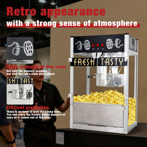 English Elm Commercial Retro Cinema Popcorn Machine 30 Oz Kettle 1650w for Parties and Theater Black W2841P337591