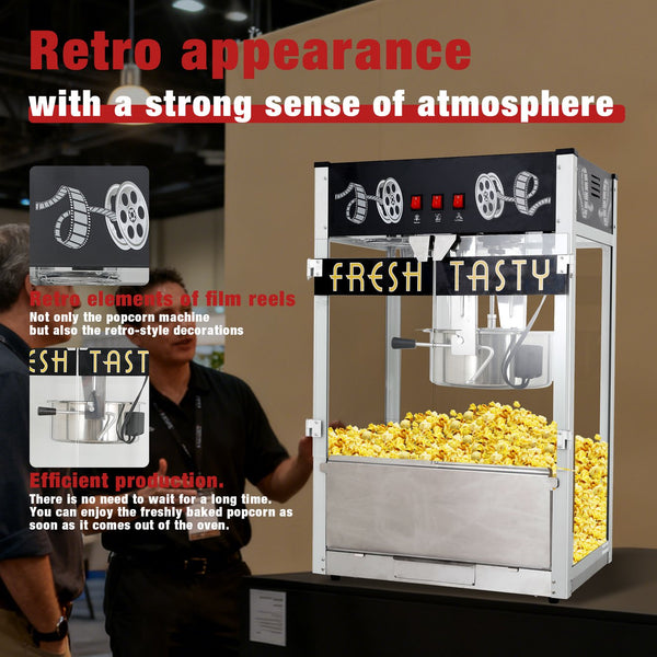 English Elm Commercial Retro Cinema Popcorn Machine 30 Oz Kettle 1650w for Parties and Theater Black W2841P337591