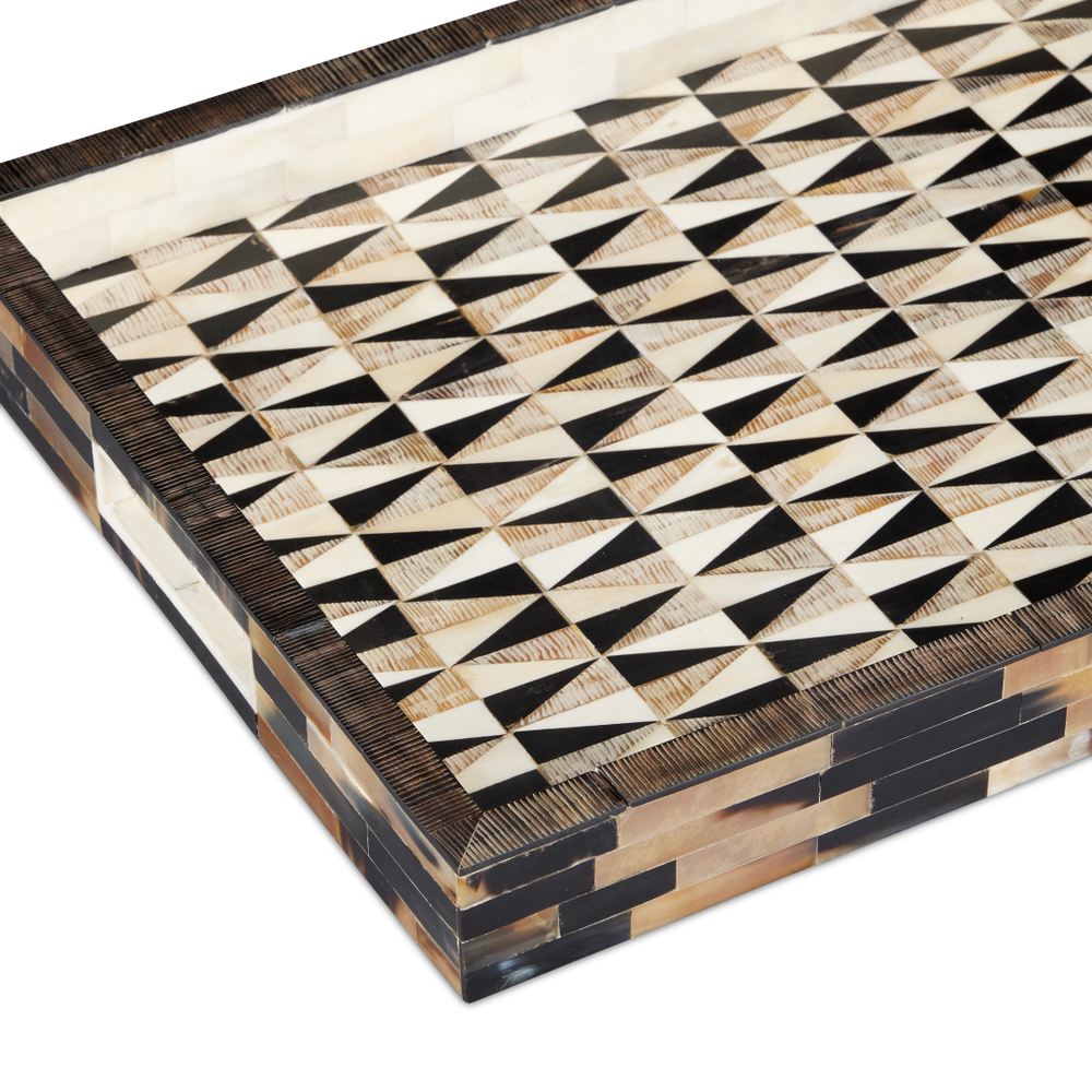 Aldo Tray: Elegant Chiseled Horn Hostess Tray with Sophisticated Design for Stylish Entertaining