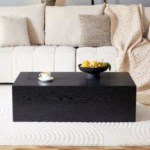 English Elm 39.3*23.6*11.8 Low Profile Mdf Coffee Table Black Wood Grain Finish Modern Living Room W1151P433600