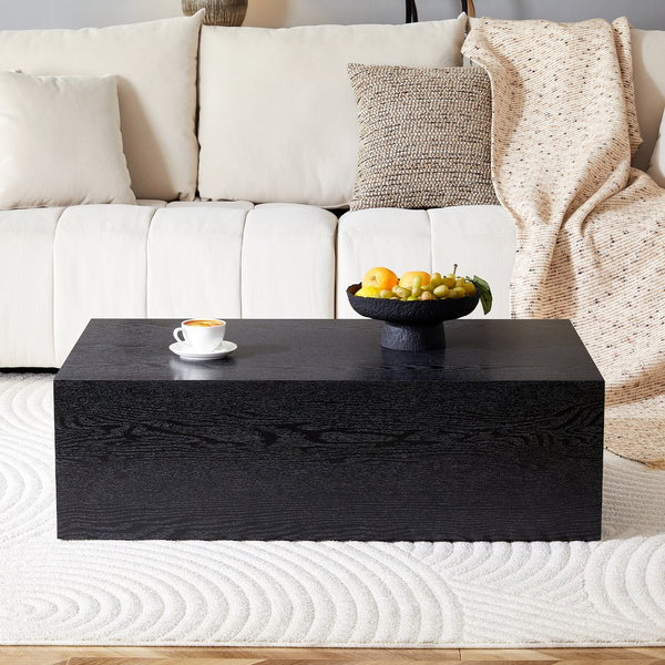 English Elm 39.3*23.6*11.8 Low Profile Mdf Coffee Table Black Wood Grain Finish Modern Living Room W1151P433600