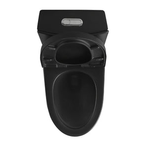 English Elm One-piece Elongated Porcelain Toilet Dual Flush Ada Comfort Height Soft Close Seat Black W1920P420642