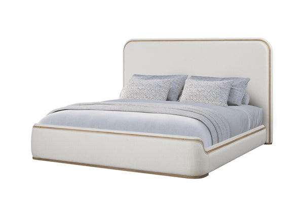 English Elm King Upholstered Bed In Toffee & White Sand - Elegant Design, Plush Comfort For Modern Bedrooms B2699S00081