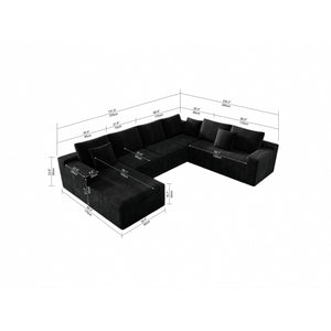 English Elm 131.9*104.3"Modular Sectional Sofa - No Assembly, Plush Corduroy, Versatile 4-Piece Design, Black Comfort W3819S00002