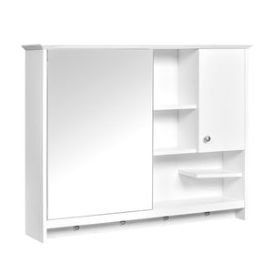 English Elm 36 Inch Wall Mounted Medicine Cabinet with HD Mirror, Adjustable Shelves, Towel Hooks, Modern Style White N710P254924K