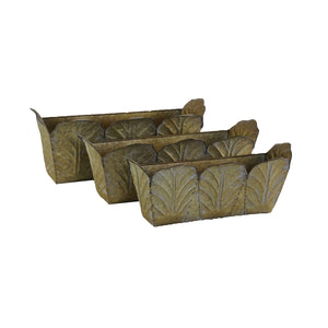 English Elm Set of 3 Zinc Planters with Aged Golden Patina for Rustic Farmhouse Indoor Decor W2078P498328