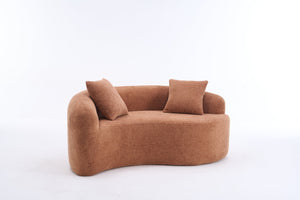 English Elm LY-042 Zen-Inspired S-Curved Dual-Depth Loveseat with Chenille Upholstery, Ready-to-Use Comfort Coral W2231P329722