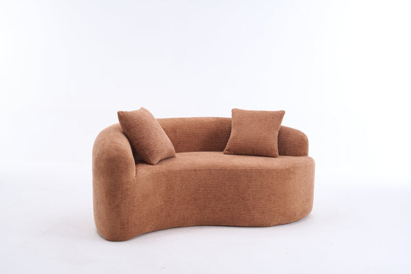 English Elm LY-042 Zen-Inspired S-Curved Dual-Depth Loveseat with Chenille Upholstery, Ready-to-Use Comfort Coral W2231P329722