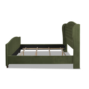 English Elm Jennifer Taylor Home - Marcella Upholstered Shelter Headboard Bed Set - King Size, Olive Green Velvet For Modern Luxury B2719P238229