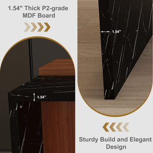 English Elm 63" Contemporary Kitchen Island Set With Beige Bar Stools, Led Lighting & Stylish Black Marble Top W2699S00073