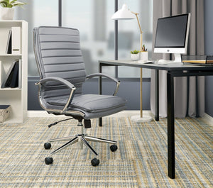 OSP Home Furnishings High Back Executive Office Chair with Faux Leather Upholstery Lumbar Support Chrome Arms Charcoal SPX23590C-U42