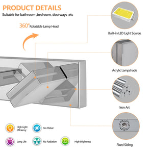 English Elm Modern Chrome Led Vanity Light - 5-Light Wall Sconce For Stylish Bathrooms & Mirrors, Easy Install, Energy Efficient W2312P374921